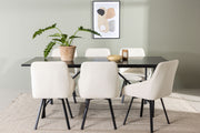 Venture Design Astrid & Rosie Rektangulära Matbord 200 x 90 Svart + Matstolar 2-pack Beige