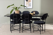 Venture Design Stella & Astrid Matstolar 2-pack Svart + Rektangulära Matbord 200 x 90 Svart
