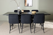 Venture Design Astrid & Night Rektangulära Matbord 200 x 90 Svart + Matstolar 2-pack Svart