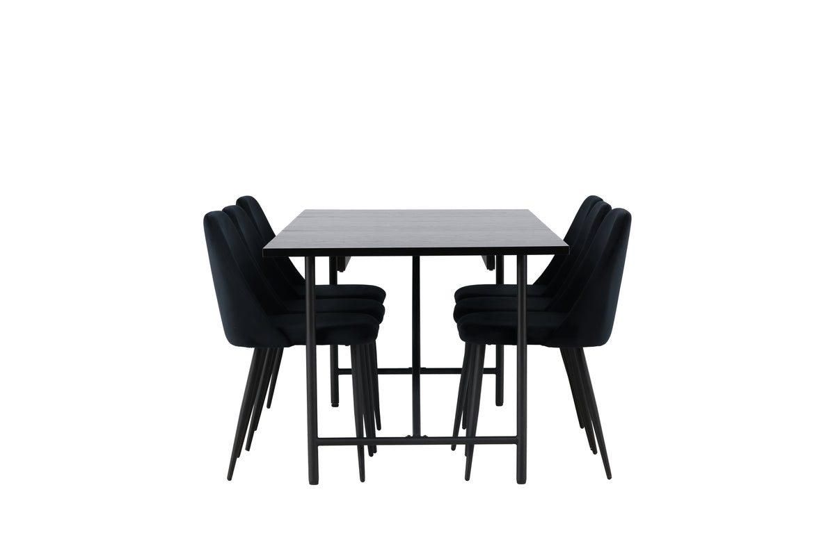 Venture Design Astrid & Night Rektangulära Matbord 200 x 90 Svart + Matstolar 2-pack Svart