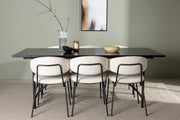 Venture Design Chico & Astrid Matstolar 2-pack Vit + Rektangulära Matbord 200 x 90 Svart