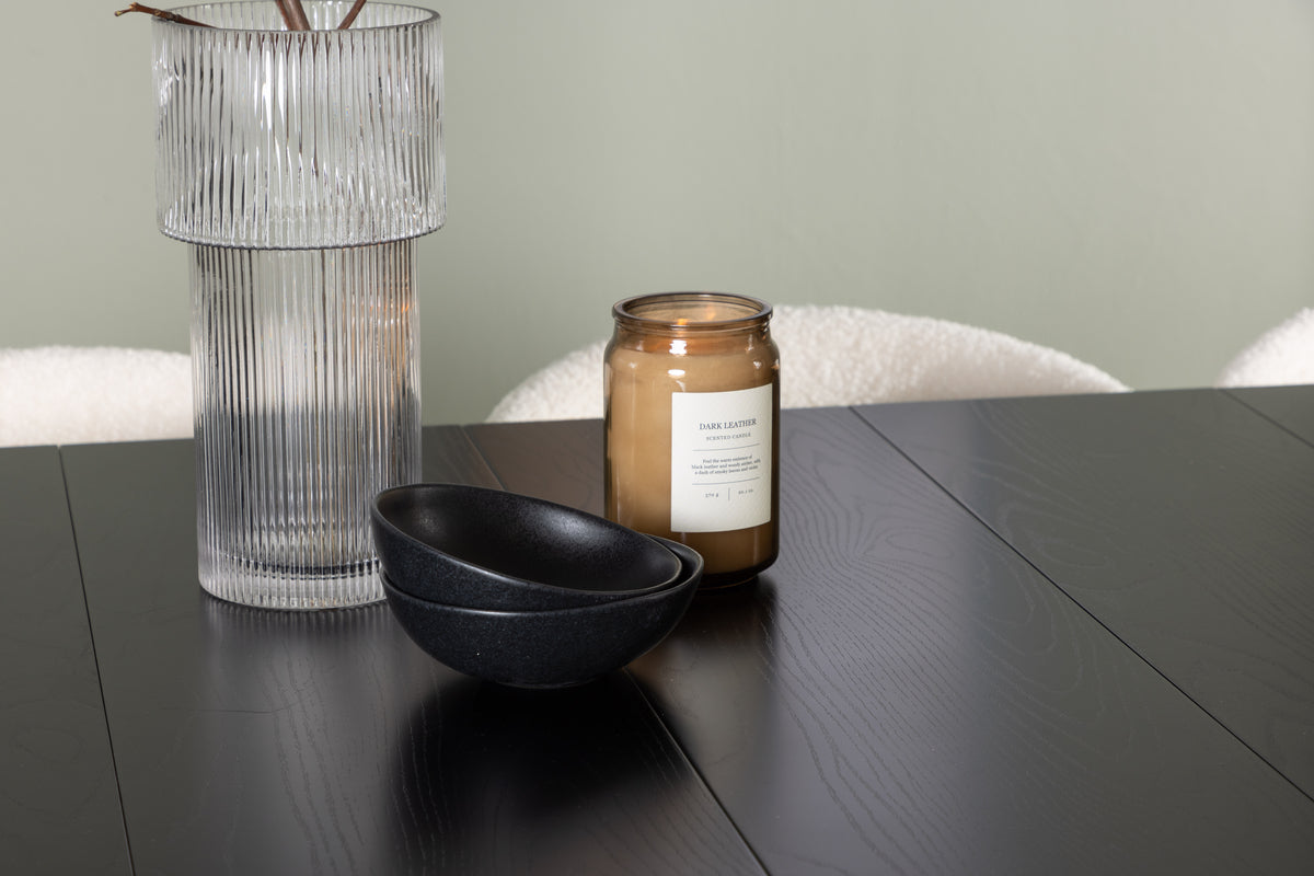 Venture Design Chico & Astrid Matstolar 2-pack Vit + Rektangulära Matbord 200 x 90 Svart