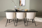 Venture Design Berit & Astrid Matstolar Beige + Rektangulära Matbord 200 x 90 Svart