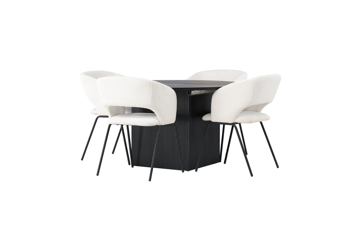 Venture Design Day & Matilda Matstolar 2-pack Off-white + Runda Matbord ⌀130 Svart