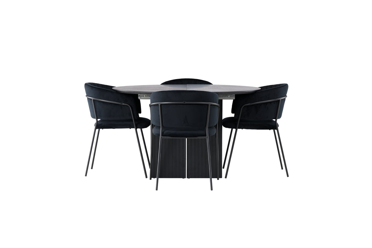 Venture Design Selma & Matilda Matstolar 2-pack Svart + Runda Matbord ⌀130 Svart