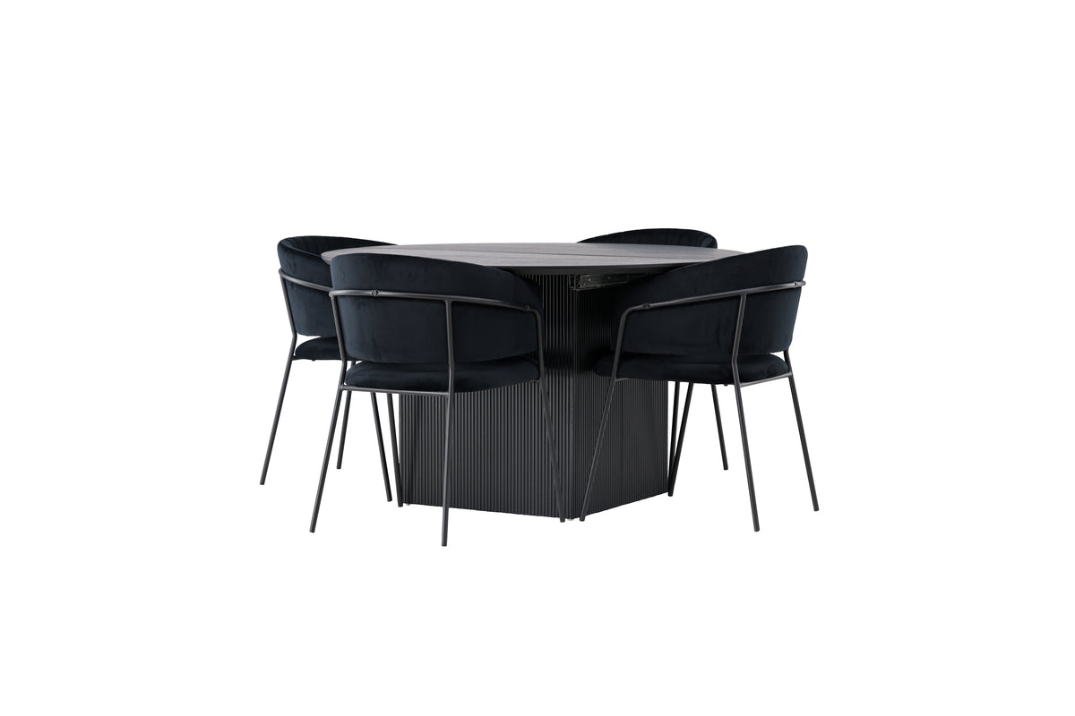 Venture Design Selma & Matilda Matstolar 2-pack Svart + Runda Matbord ⌀130 Svart
