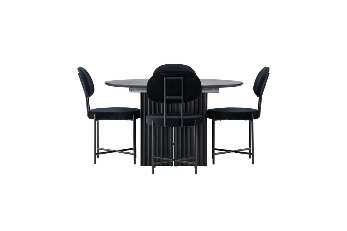 Venture Design Stella & Matilda Matstolar 2-pack Svart + Runda Matbord ⌀130 Svart