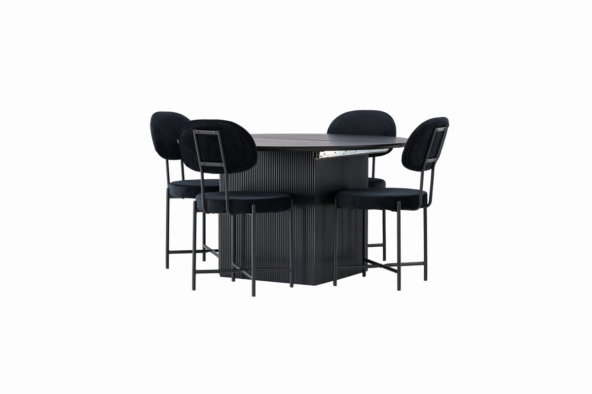 Venture Design Stella & Matilda Matstolar 2-pack Svart + Runda Matbord ⌀130 Svart