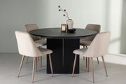 Venture Design Night & Matilda Matstolar 2-pack Beige + Runda Matbord ⌀130 Svart