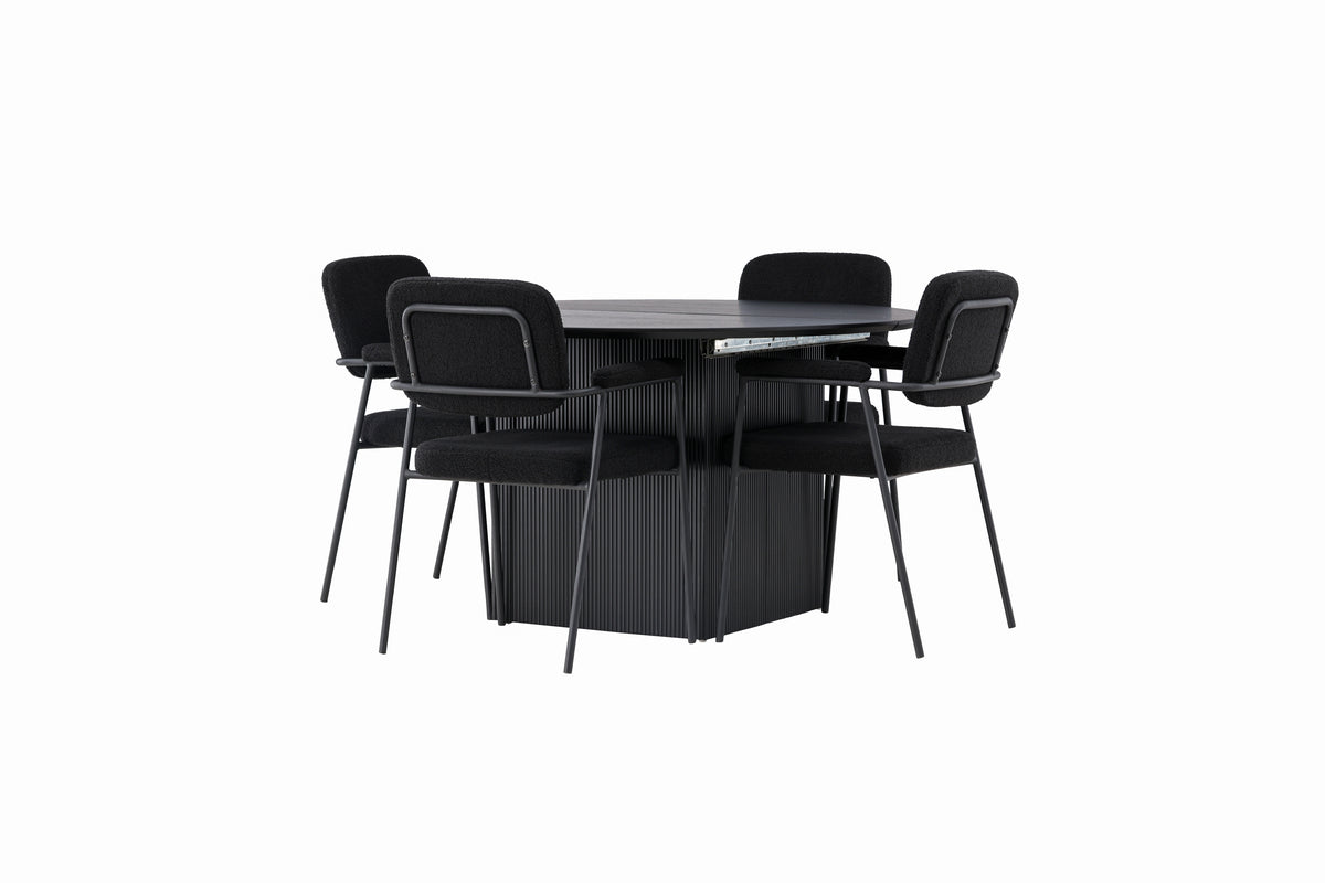 Venture Design Yesterday & Matilda Matstolar 2-pack Svart + Runda Matbord ⌀130 Svart