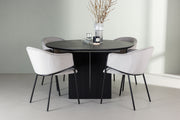 Venture Design Evelina & Matilda Matstolar 2-pack Grå + Runda Matbord ⌀130 Svart