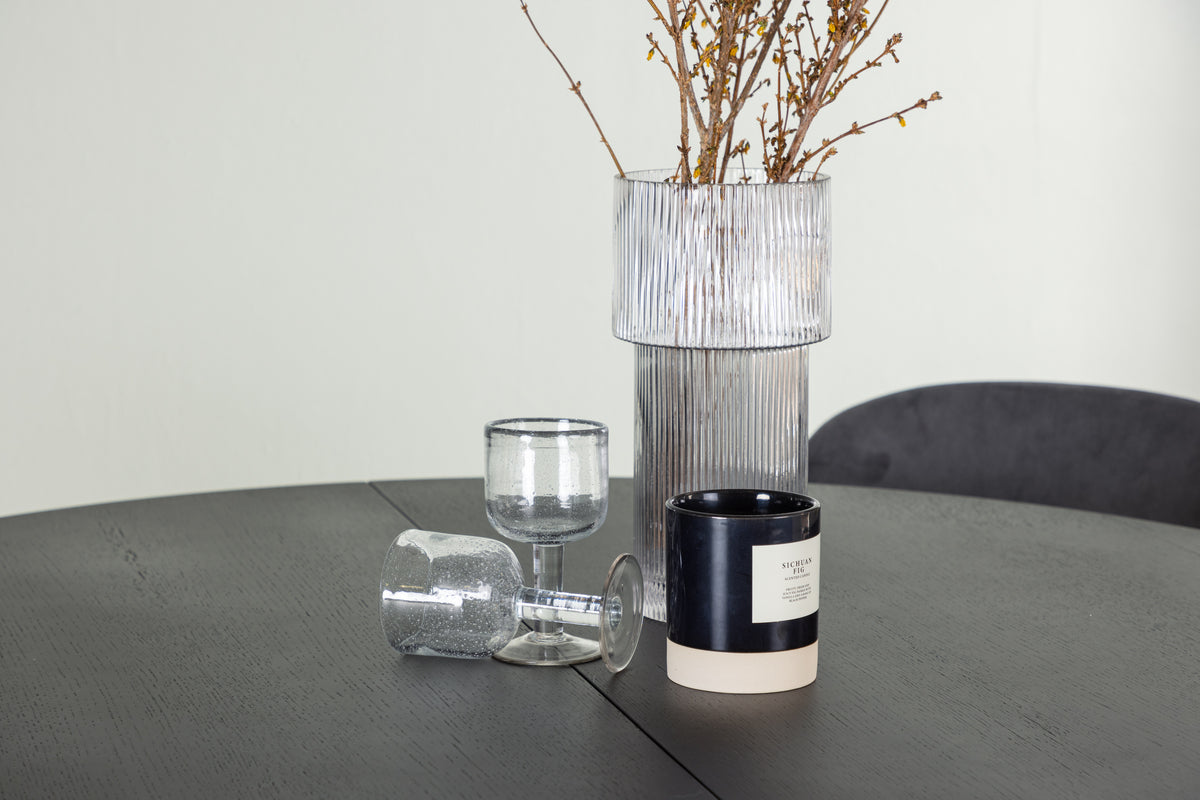Venture Design Lilja & Matilda Matstolar 2-pack Grå + Runda Matbord ⌀130 Svart