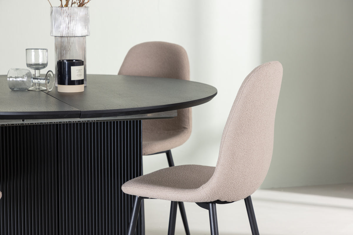 Venture Design Polar & Matilda Matstolar 2-pack Beige + Runda Matbord ⌀130 Svart