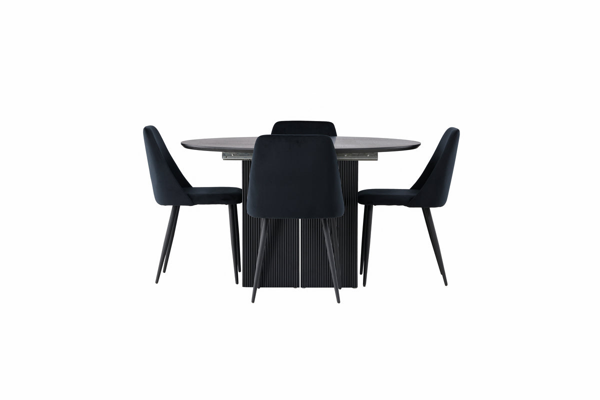 Venture Design Night & Matilda Matstolar 2-pack Svart + Runda Matbord ⌀130 Svart