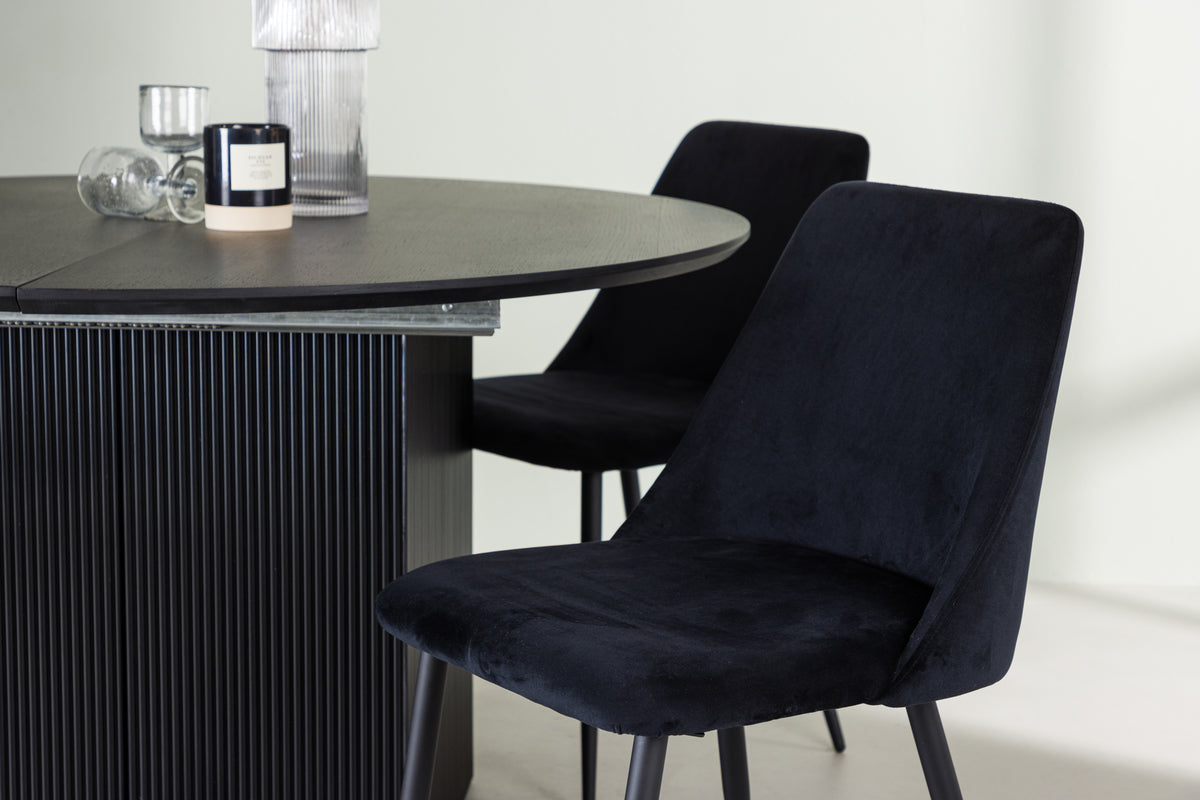Venture Design Night & Matilda Matstolar 2-pack Svart + Runda Matbord ⌀130 Svart