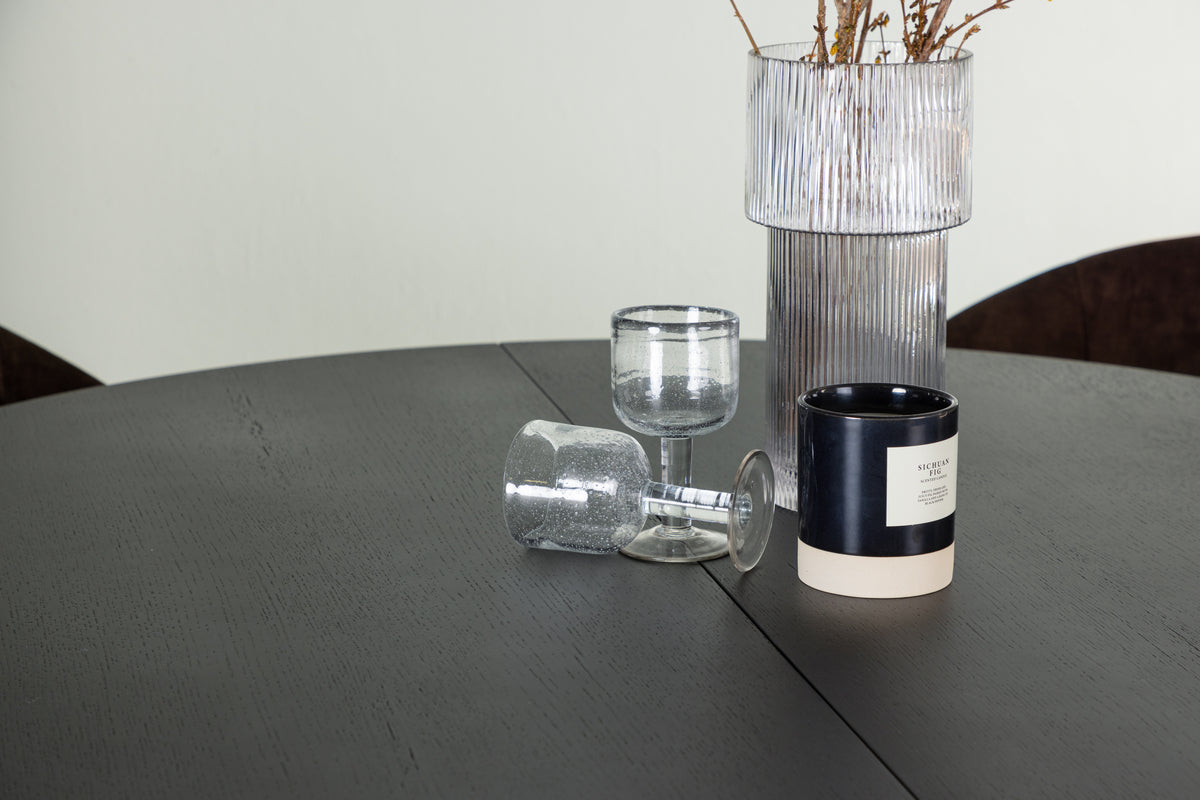 Venture Design Evening & Matilda Matstolar 2-pack Mörkbrun + Runda Matbord ⌀130 Svart
