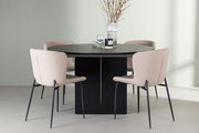 Venture Design Modesto & Matilda Matstolar 2-pack Beige + Runda Matbord ⌀130 Svart