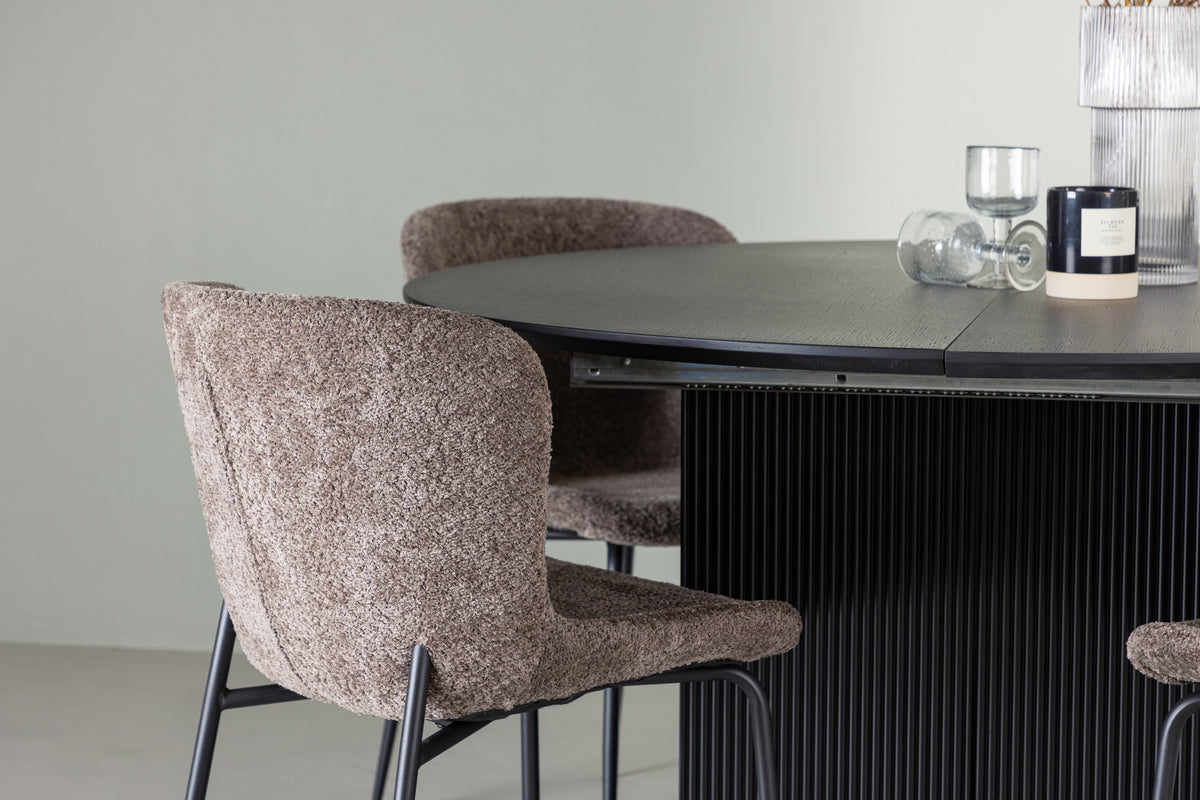 Venture Design Modesto & Matilda Matstolar 2-pack Brun + Runda Matbord ⌀130 Svart
