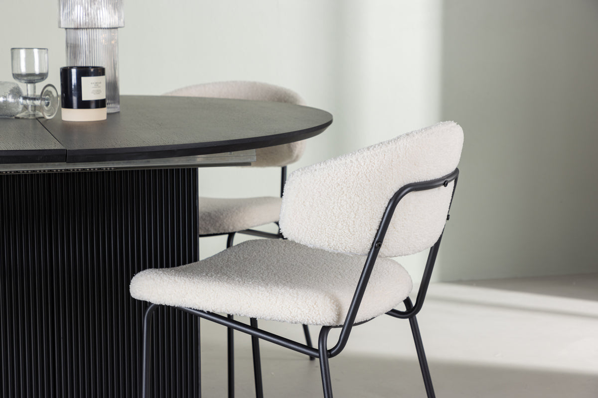 Venture Design Chico & Matilda Matstolar 2-pack Vit + Runda Matbord ⌀130 Svart