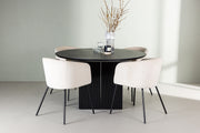 Venture Design Berit & Matilda Matstolar Beige + Runda Matbord ⌀130 Svart