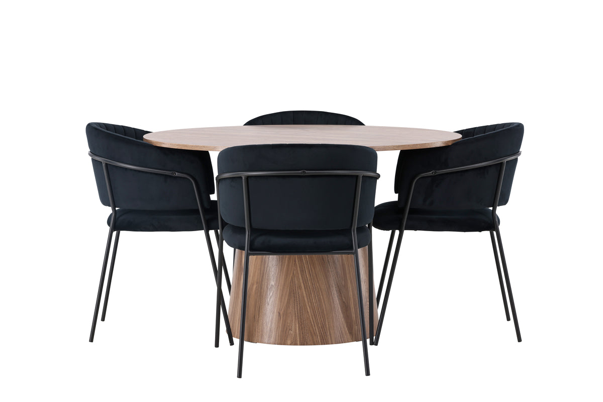 Venture Design Lanzo & Selma Runda Matbord ⌀120 Natur + Matstolar 2-pack Svart