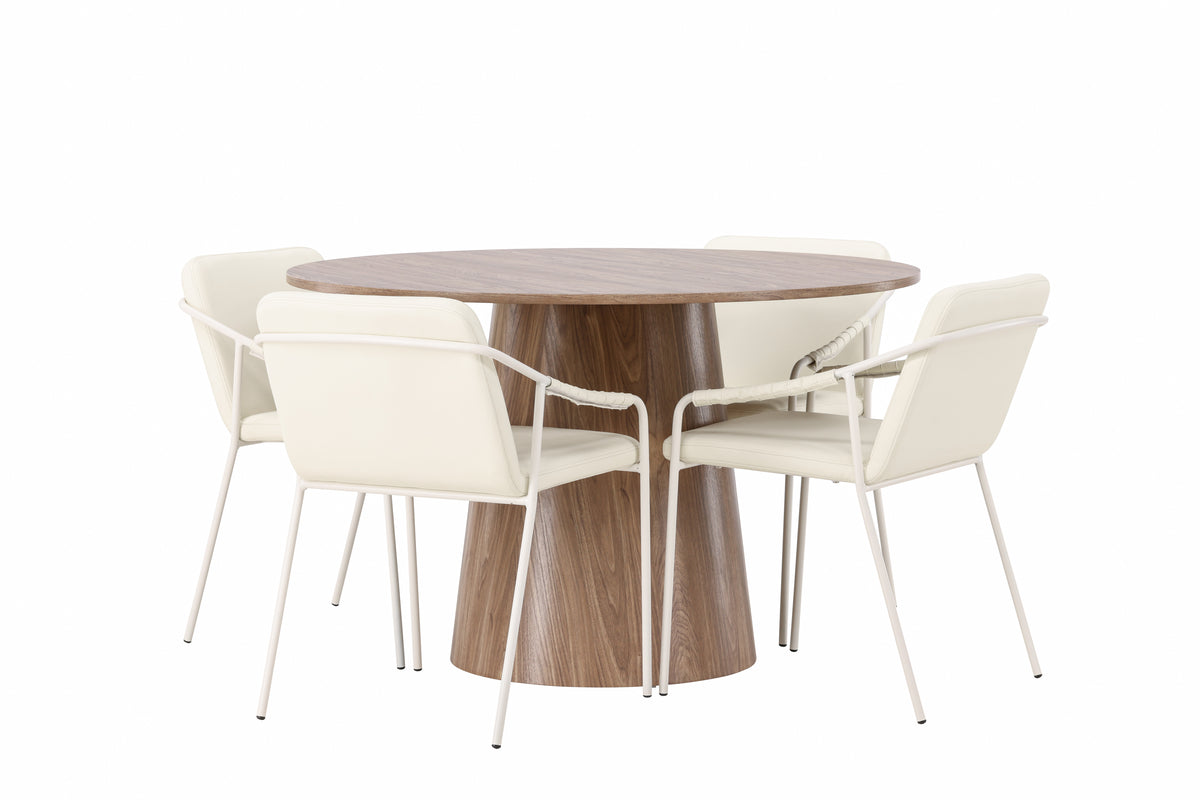 Venture Design Tvist & Lanzo Matstolar 2-pack Beige + Runda Matbord ⌀120 Natur