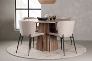 Venture Design Modesto & Lanzo Matstolar 2-pack Beige + Runda Matbord ⌀120 Natur