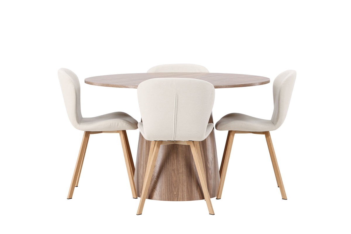 Venture Design Lanzo & Lilja Runda Matbord ⌀120 Natur + Matstolar 2-pack Beige