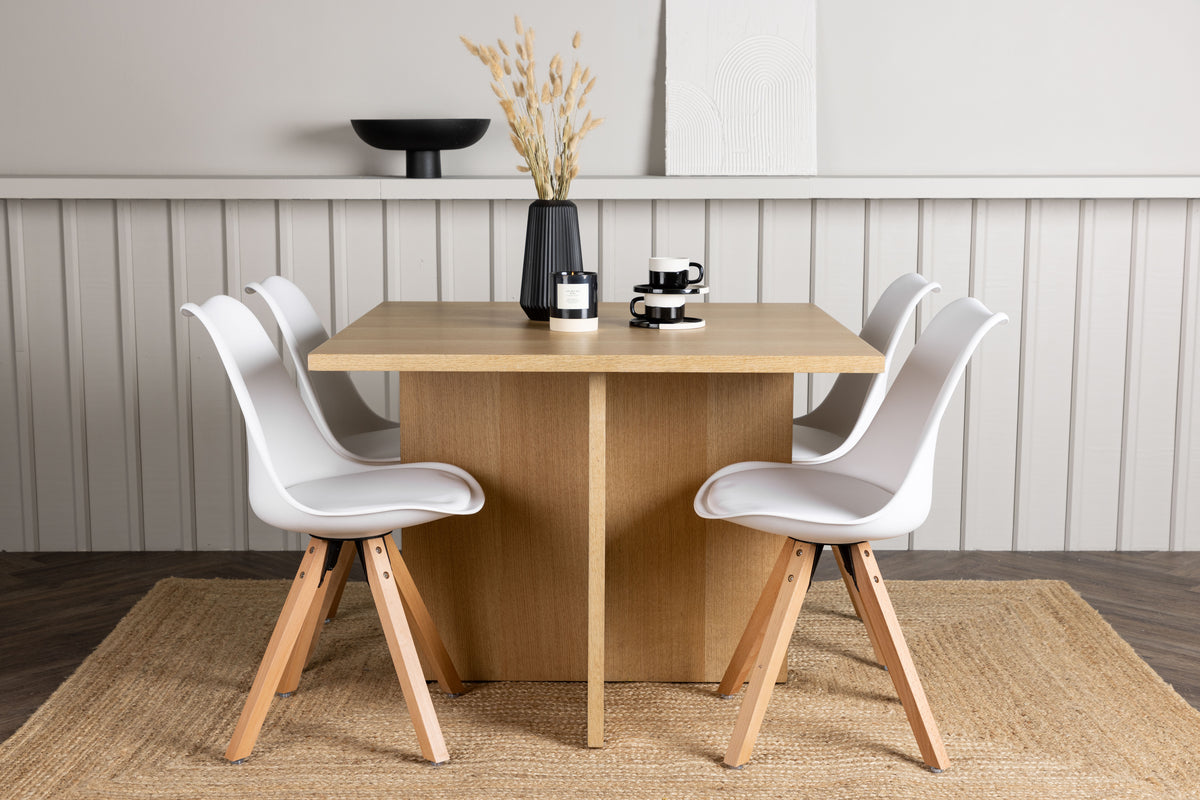 Venture Design Leo & Zeno Rektangulära Matbord 100 x 100 Ljusgrå + Matstolar 2-pack Vit
