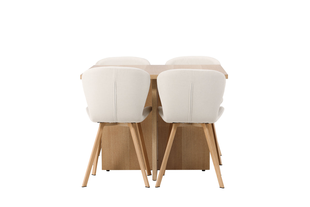 Venture Design Leo & Lilja Rektangulära Matbord 100 x 100 Natur + Matstolar 2-pack Beige