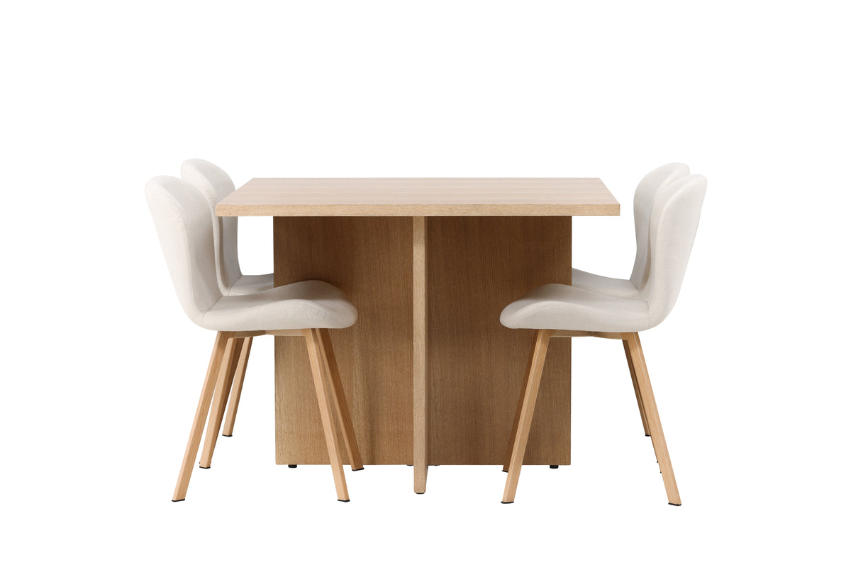 Venture Design Leo & Lilja Rektangulära Matbord 100 x 100 Natur + Matstolar 2-pack Beige