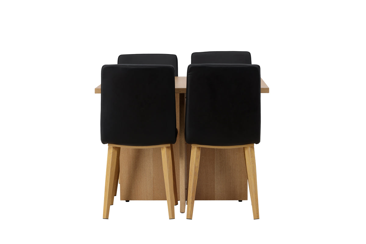 Venture Design Leo & Today Rektangulära Matbord 100 x 100 Natur + Matstolar 2-pack Svart
