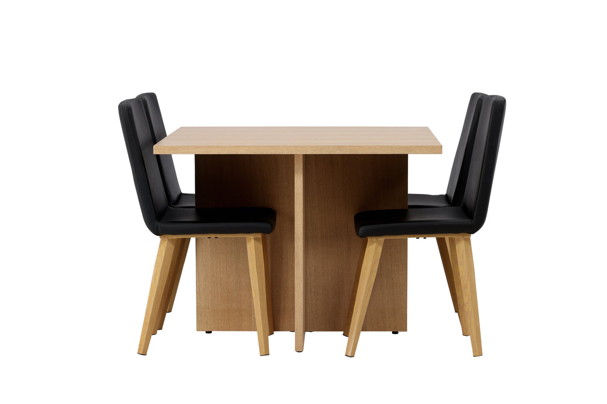 Venture Design Leo & Today Rektangulära Matbord 100 x 100 Natur + Matstolar 2-pack Svart