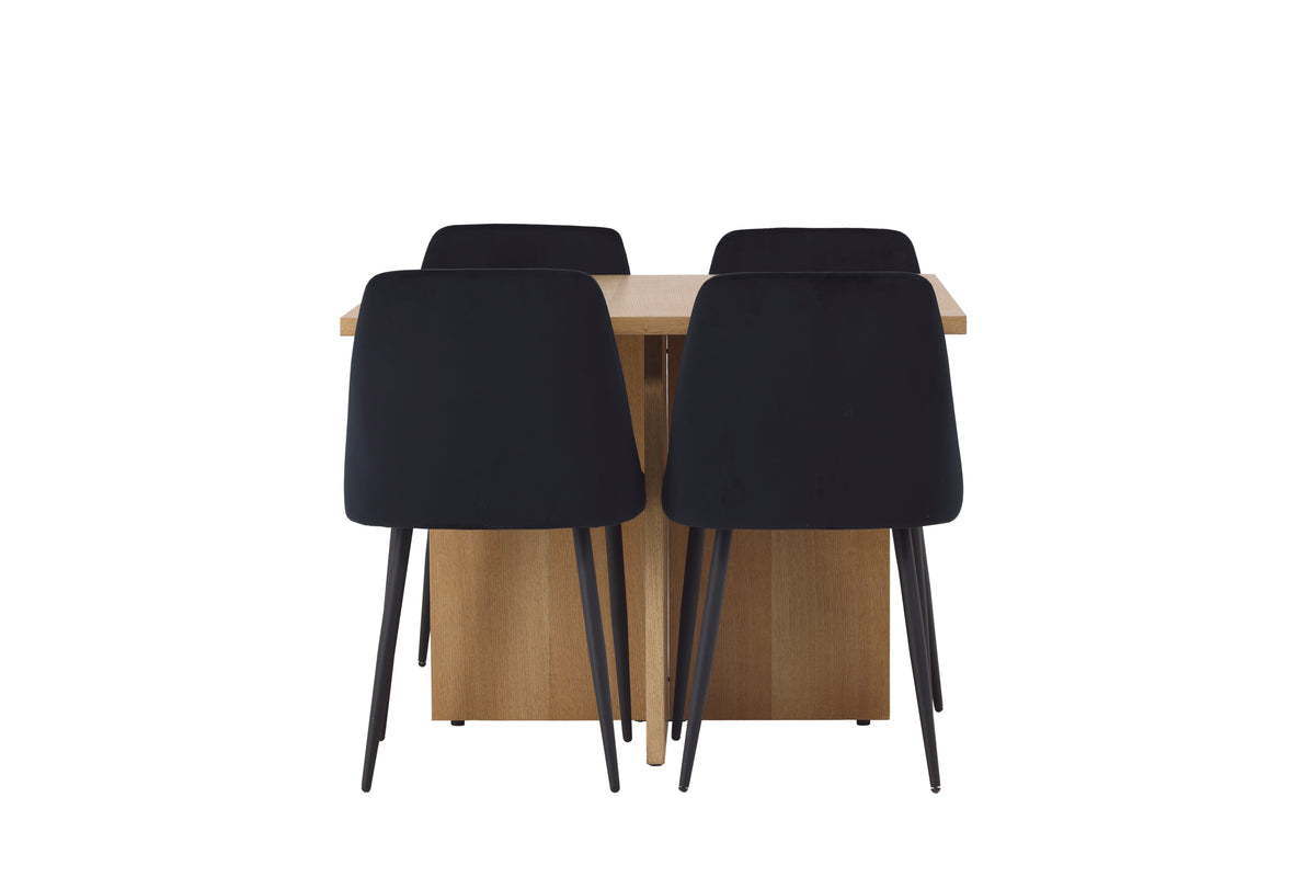 Venture Design Leo & Night Rektangulära Matbord 100 x 100 Natur + Matstolar 2-pack Svart