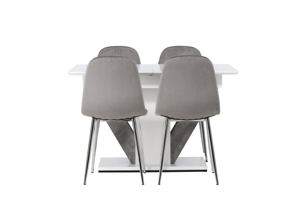 Venture Design Disa & Eva Rektangulära Matbord 120 x 80 Vit + Matstolar 2-pack Ljusgrå