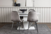 Venture Design Disa & Eva Rektangulära Matbord 120 x 80 Vit + Matstolar 2-pack Ljusgrå