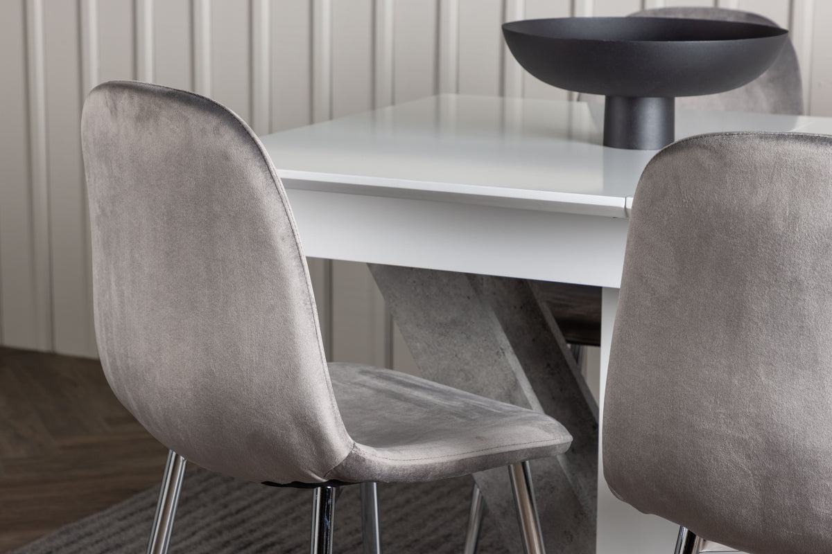 Venture Design Disa & Eva Rektangulära Matbord 120 x 80 Vit + Matstolar 2-pack Ljusgrå