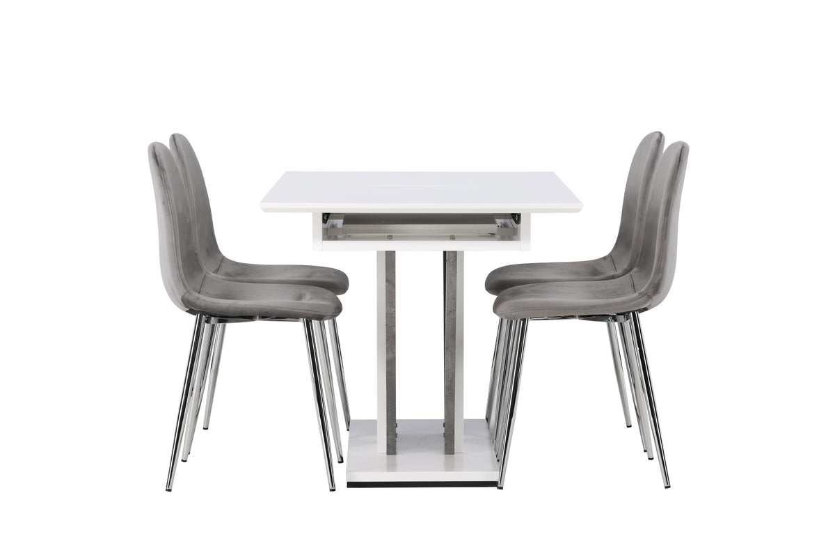 Venture Design Disa & Eva Rektangulära Matbord 120 x 80 Vit + Matstolar 2-pack Ljusgrå