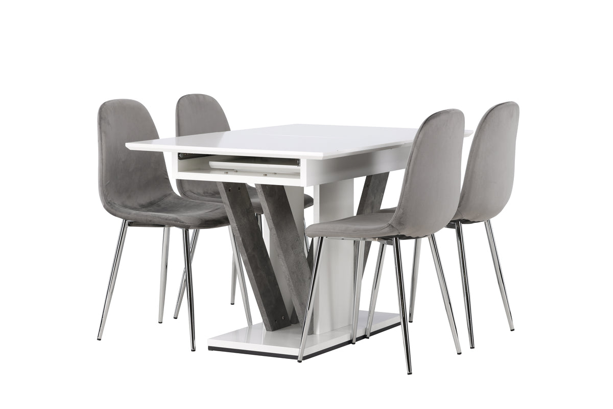 Venture Design Disa & Eva Rektangulära Matbord 120 x 80 Vit + Matstolar 2-pack Ljusgrå
