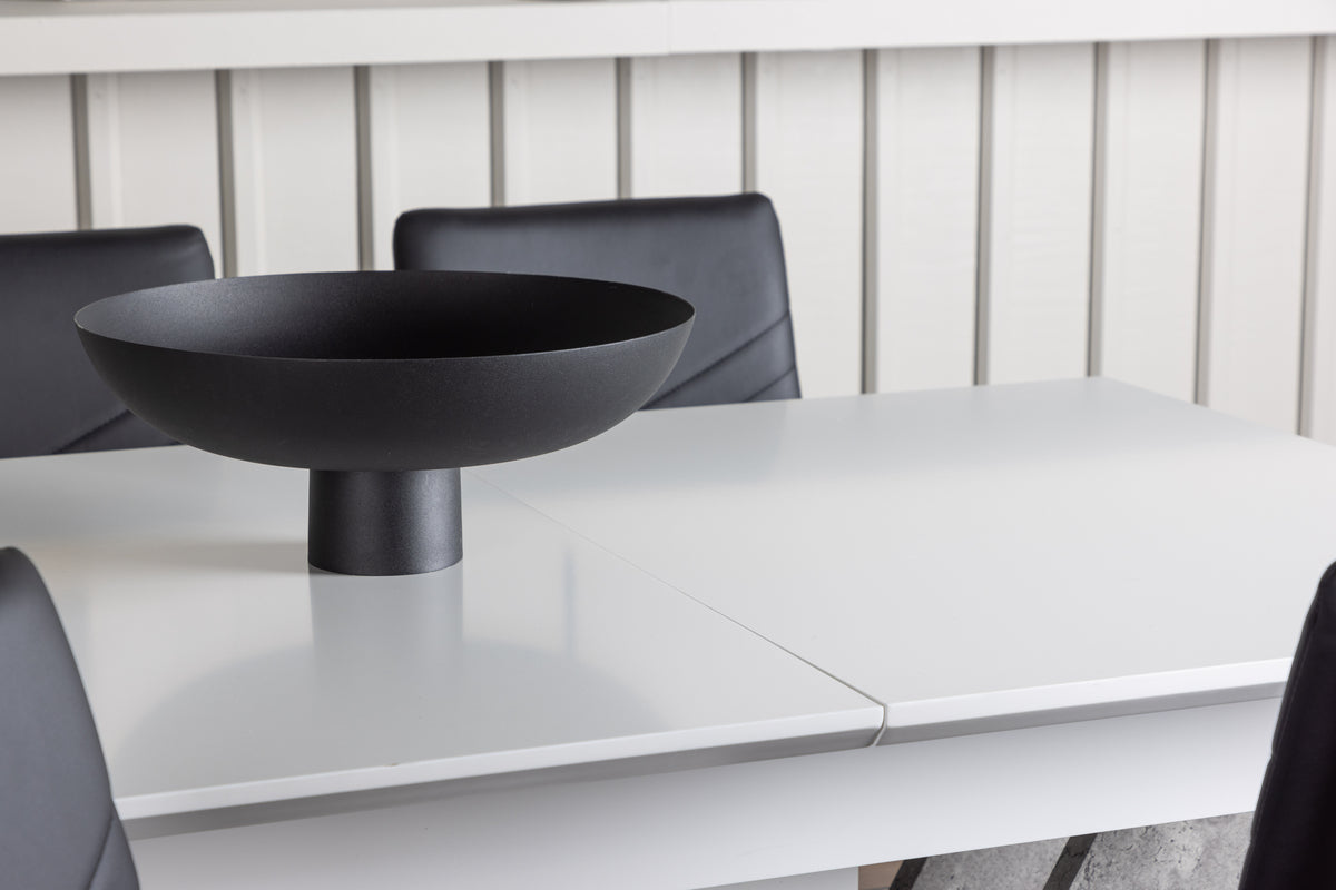 Venture Design Disa & Lily Rektangulära Matbord 120 x 80 Vit + Matstolar 2-pack Svart