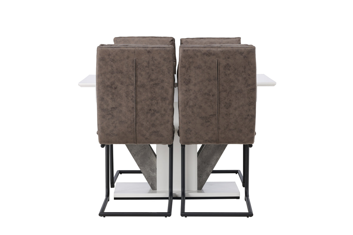 Venture Design Zizo & Disa Matstolar 2-pack Brun + Rektangulära Matbord 120 x 80 Vit