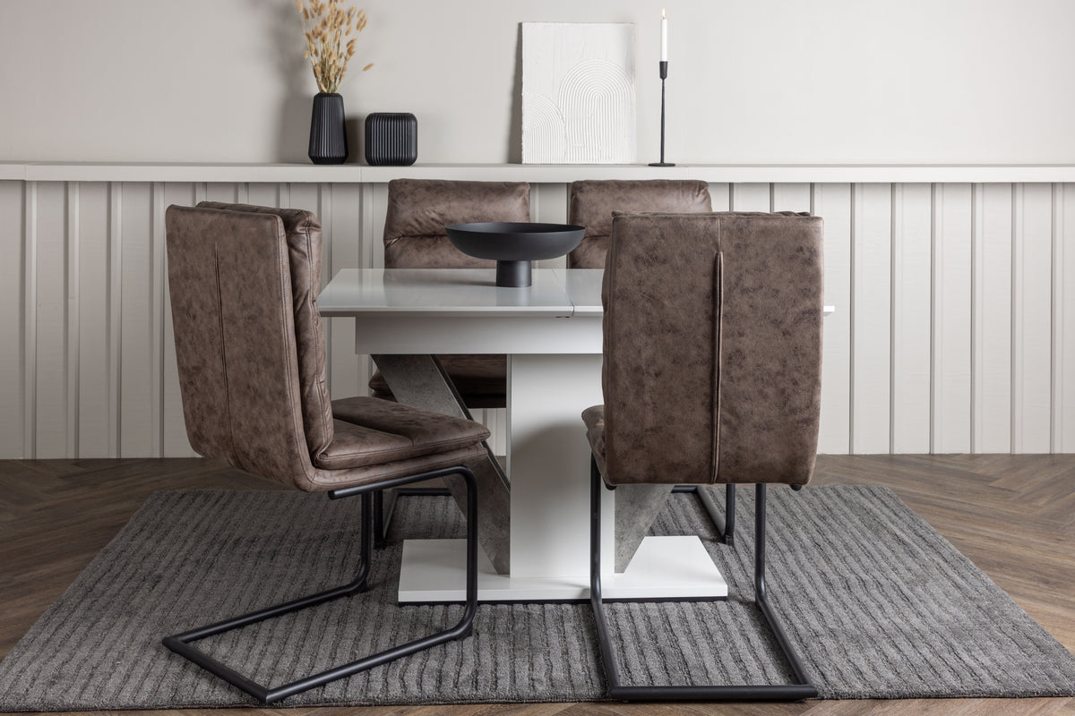 Venture Design Zizo & Disa Matstolar 2-pack Brun + Rektangulära Matbord 120 x 80 Vit