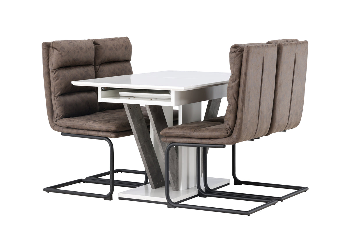 Venture Design Zizo & Disa Matstolar 2-pack Brun + Rektangulära Matbord 120 x 80 Vit