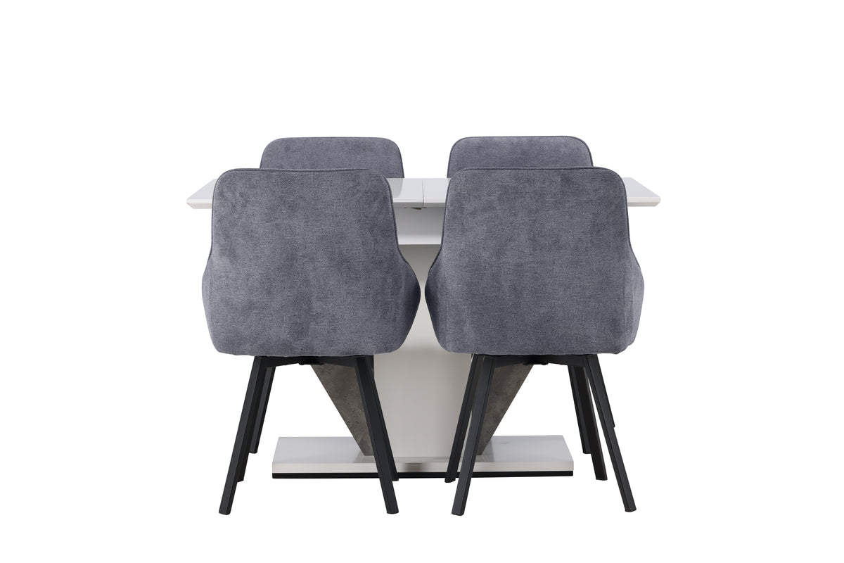 Venture Design Rosie & Disa Matstolar 2-pack Grå + Rektangulära Matbord 120 x 80 Vit