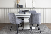 Venture Design Rosie & Disa Matstolar 2-pack Grå + Rektangulära Matbord 120 x 80 Vit