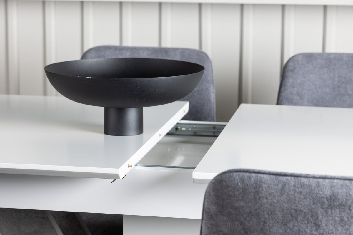 Venture Design Rosie & Disa Matstolar 2-pack Grå + Rektangulära Matbord 120 x 80 Vit