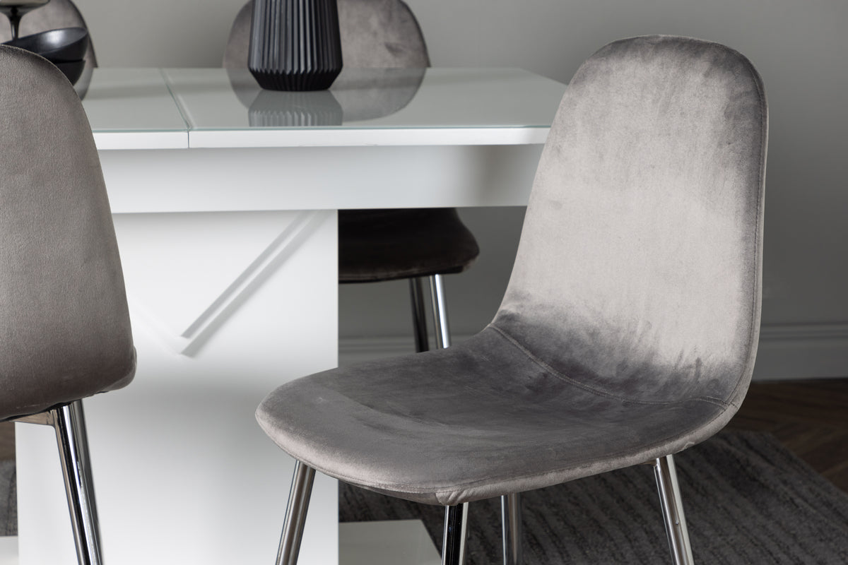Venture Design Pluto & Eva Rektangulära Matbord 120 x 90 Vit + Matstolar 2-pack Ljusgrå