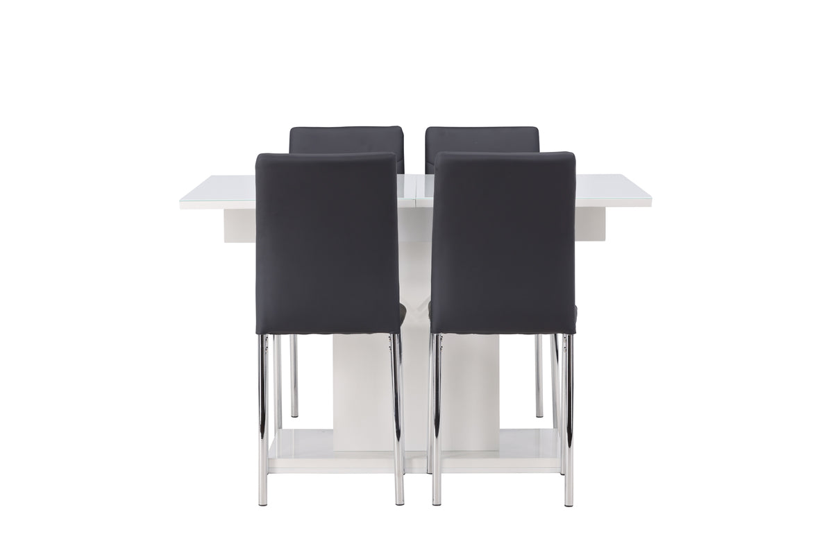 Venture Design Pluto & Lily Rektangulära Matbord 120 x 90 Vit + Matstolar 2-pack Svart