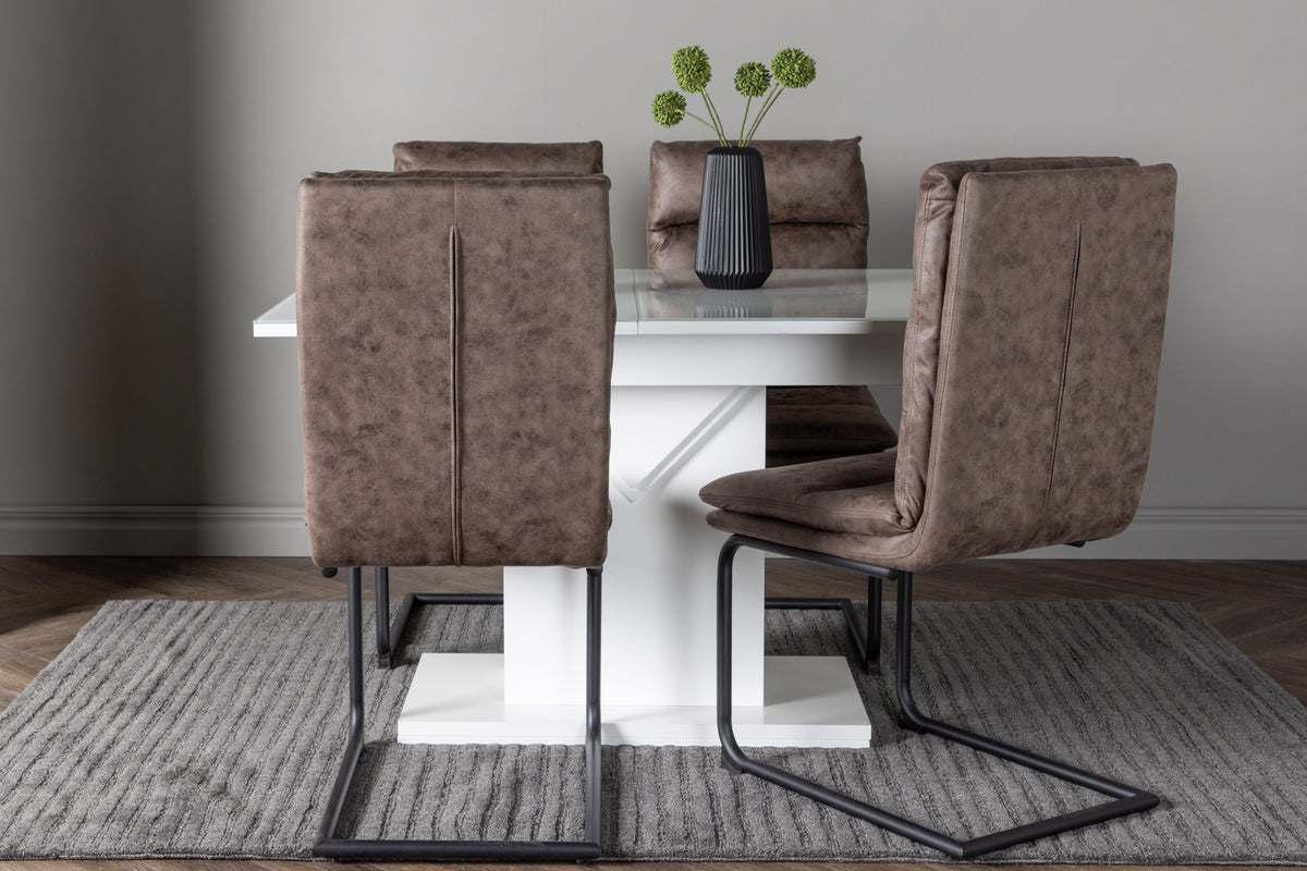 Venture Design Zizo & Pluto Matstolar 2-pack Brun + Rektangulära Matbord 120 x 90 Vit