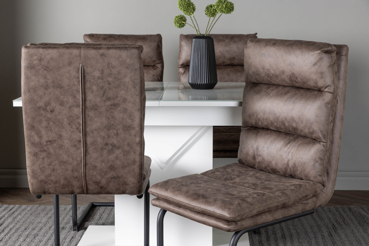 Venture Design Zizo & Pluto Matstolar 2-pack Brun + Rektangulära Matbord 120 x 90 Vit